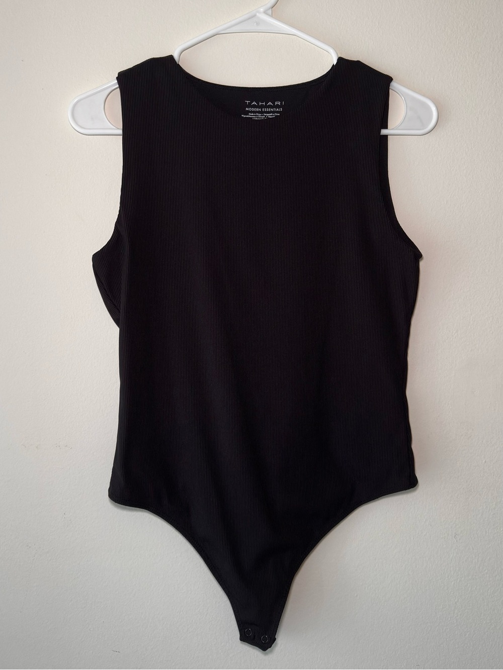 Tahari Black Ribbed Sleeveless One-Piece Bodysuit